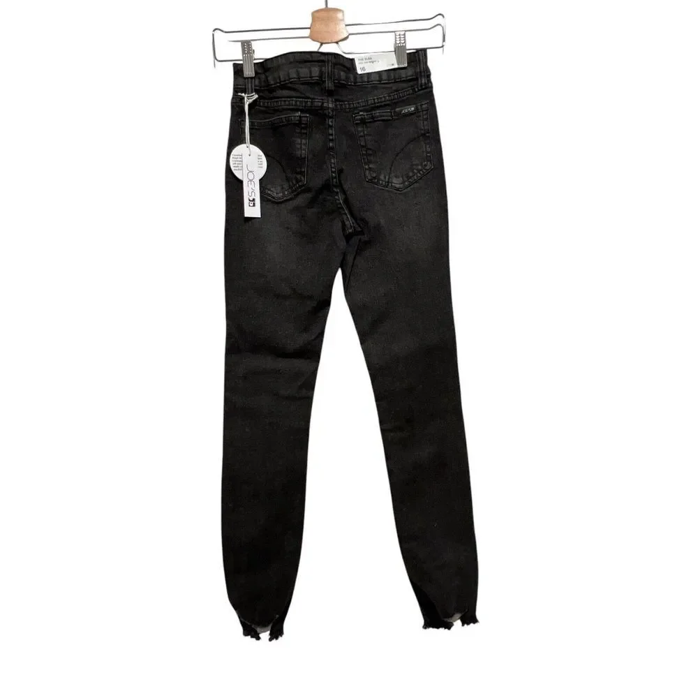 Joe's Jeans Girl's The Elsa Distressed Hem Skinny‎ Jeans Black Size 16 NWT